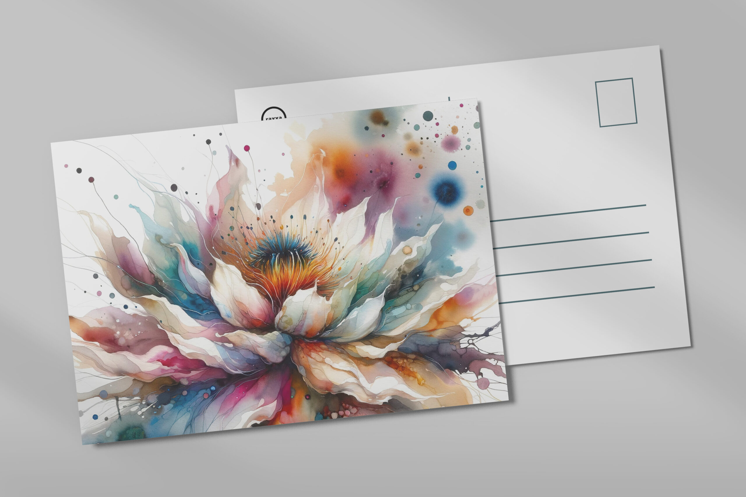 raxxa Postkarte: Colorful Watercolor Blossom