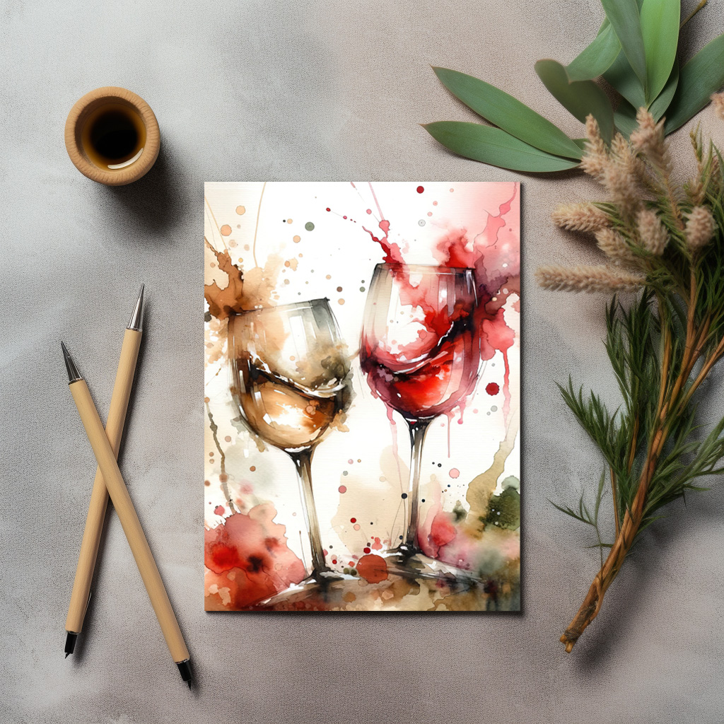 raxxa Postkarte: Watercolor Wine Glasses