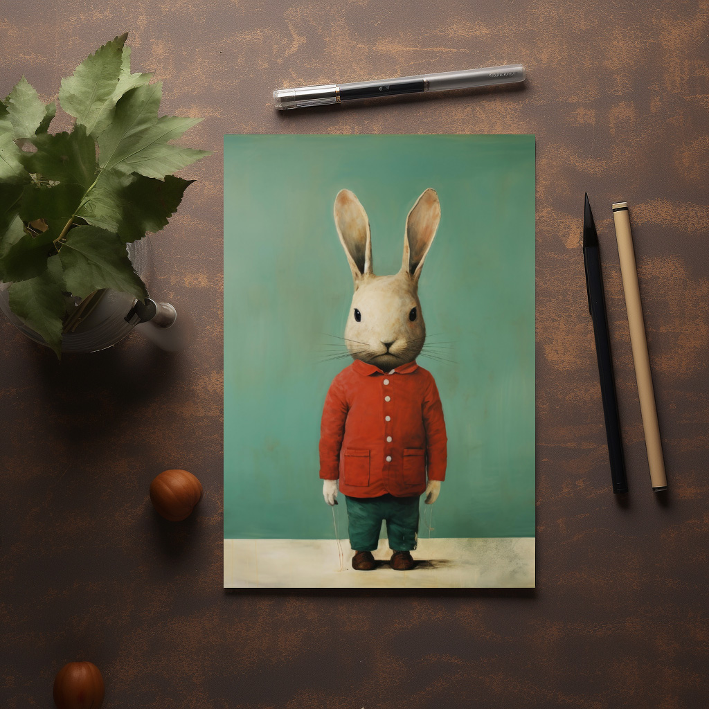 raxxa Postkarte: Minimal Rabbit Portrait