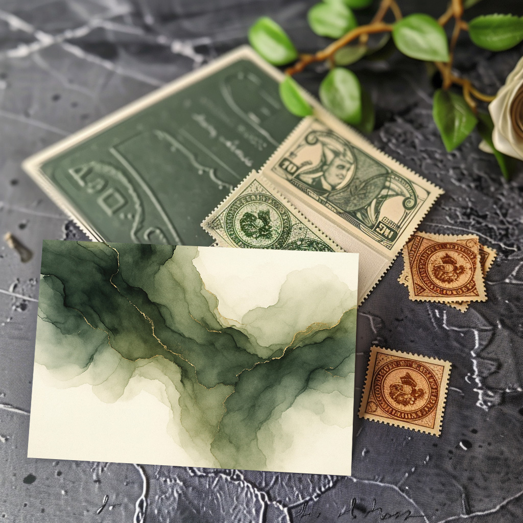 raxxa Postkarte: Moss Green Gold Flow