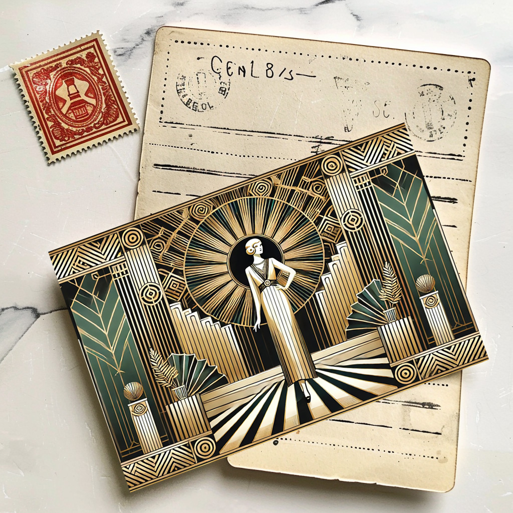 raxxa Postkarte: Golden Twenties Flair in Art Deco
