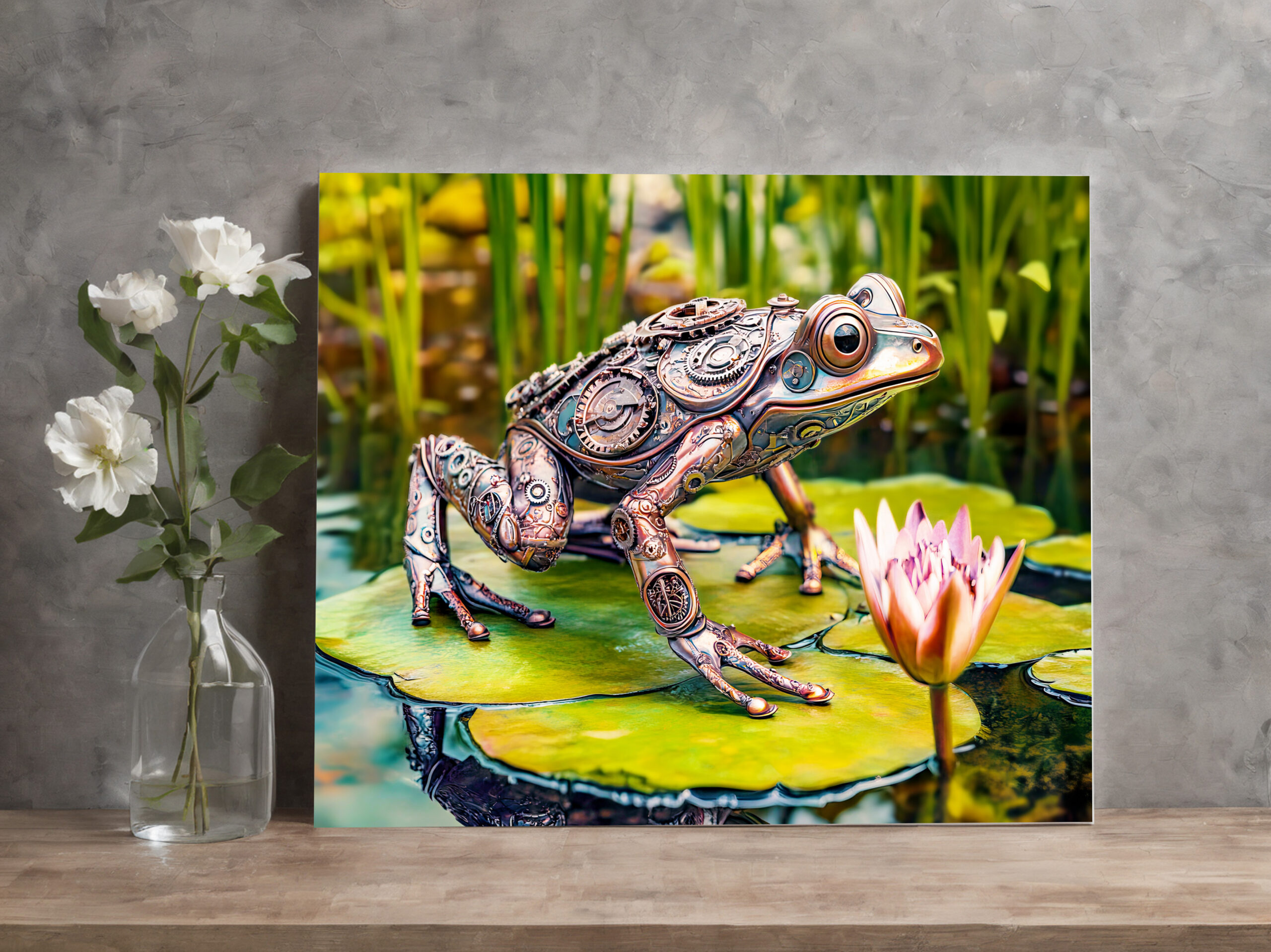 raxxa Canva: Metal Frog on Water Lily - Imagen 2