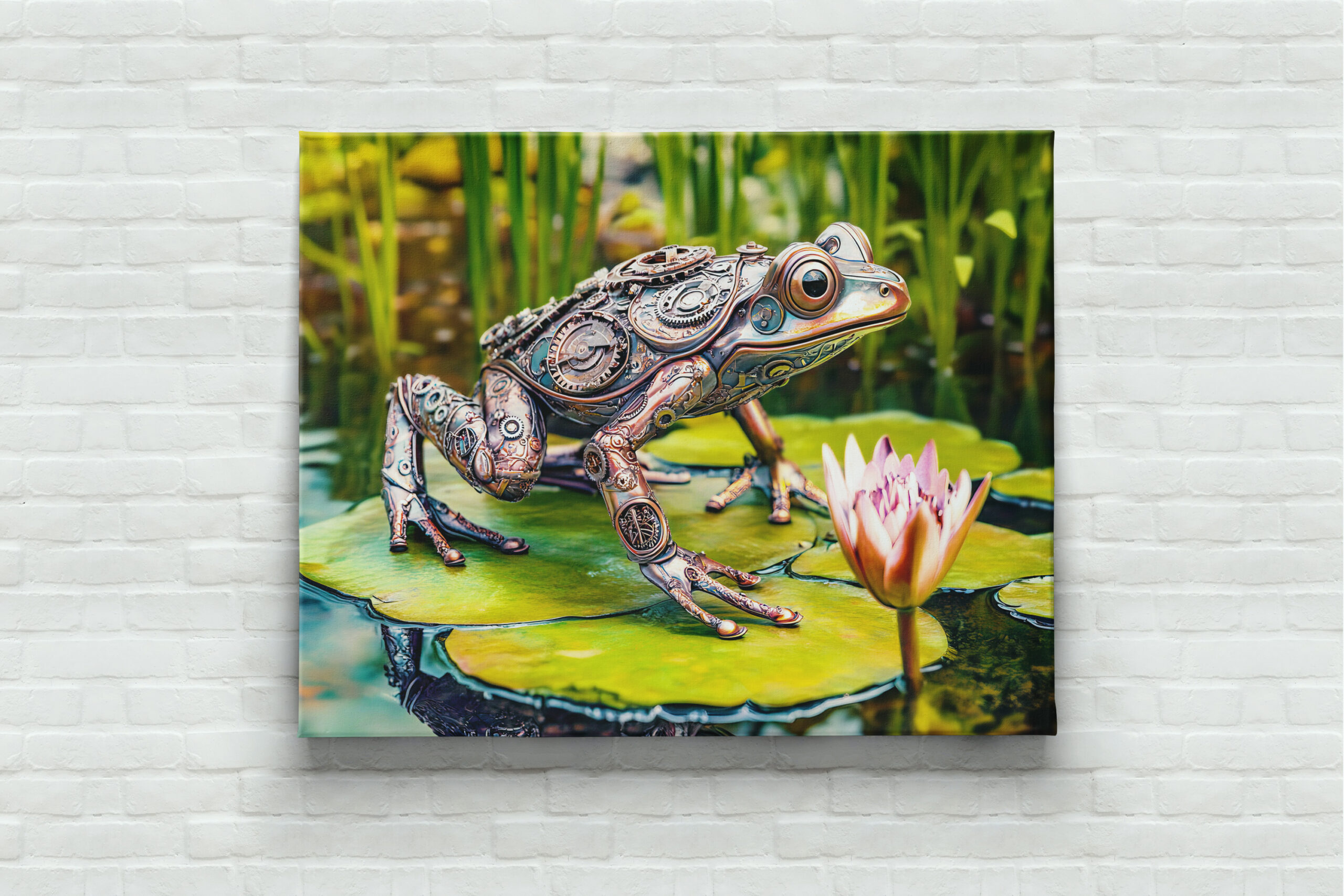raxxa Canva: Metal Frog on Water Lily - Imagen 3