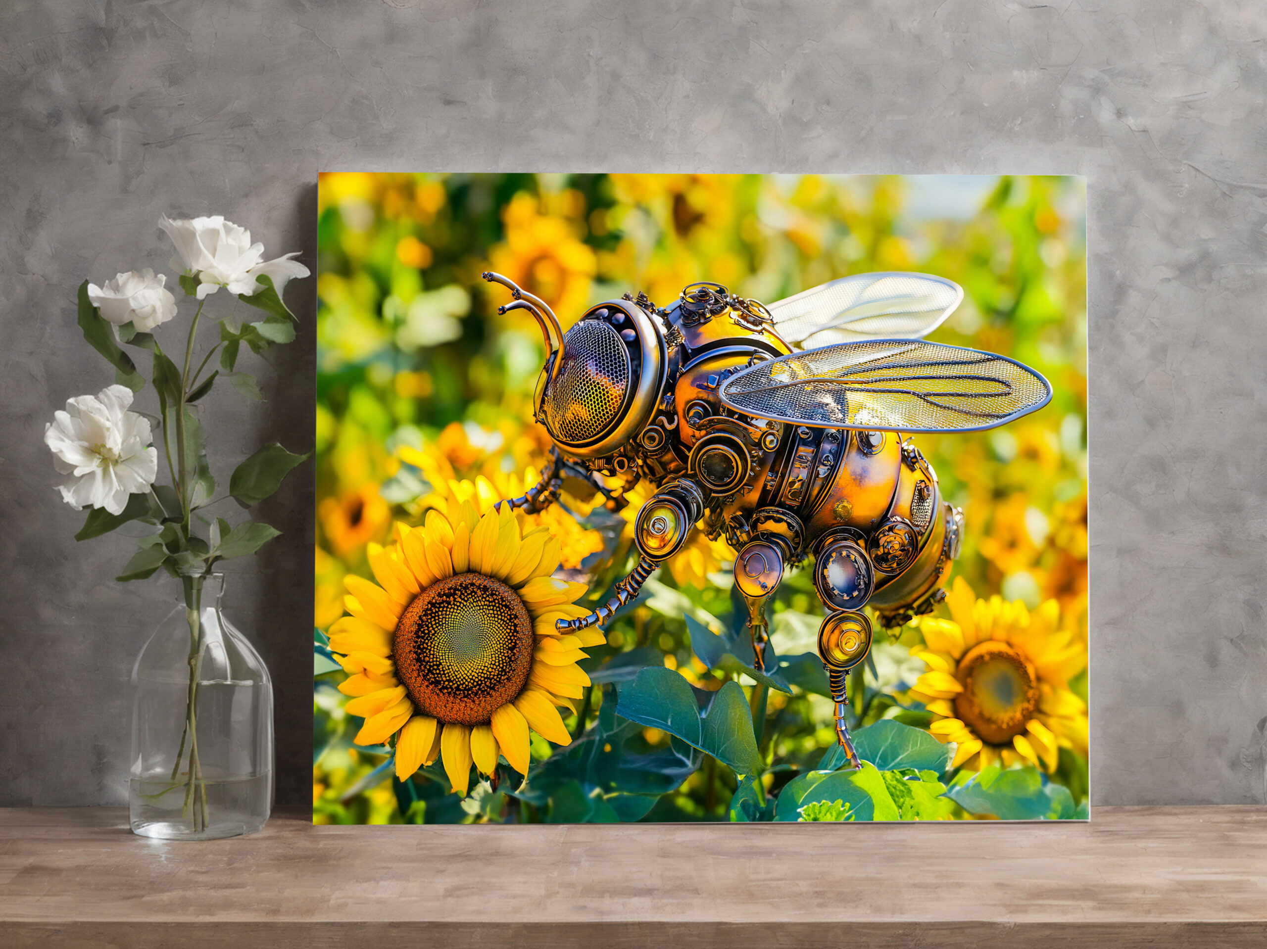 raxxa Canva: Metal Bumblebee on Sunflower in Summer