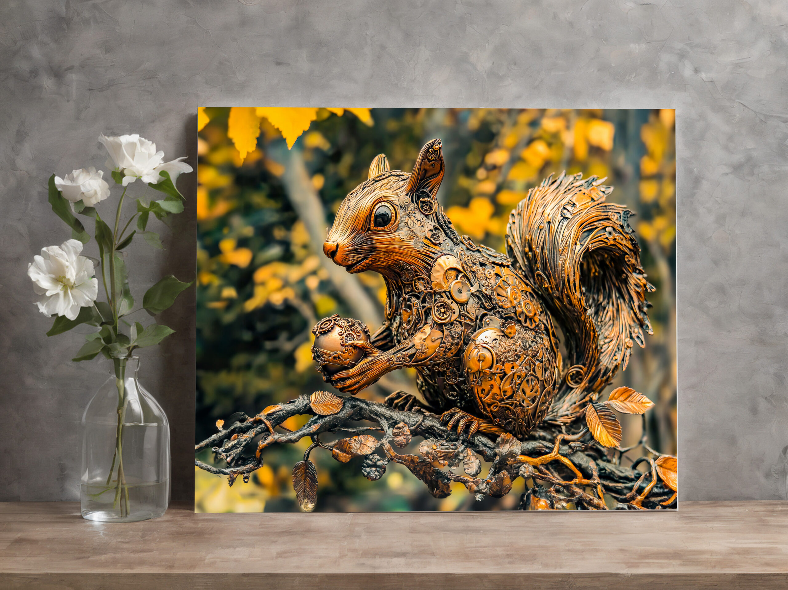 raxxa Canva: Metal Squirrel on Branch in autumn - Image 2
