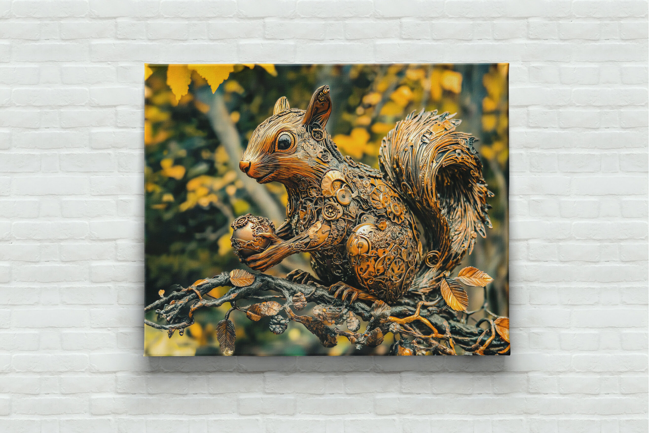 raxxa Canva: Metal Squirrel on Branch in autumn