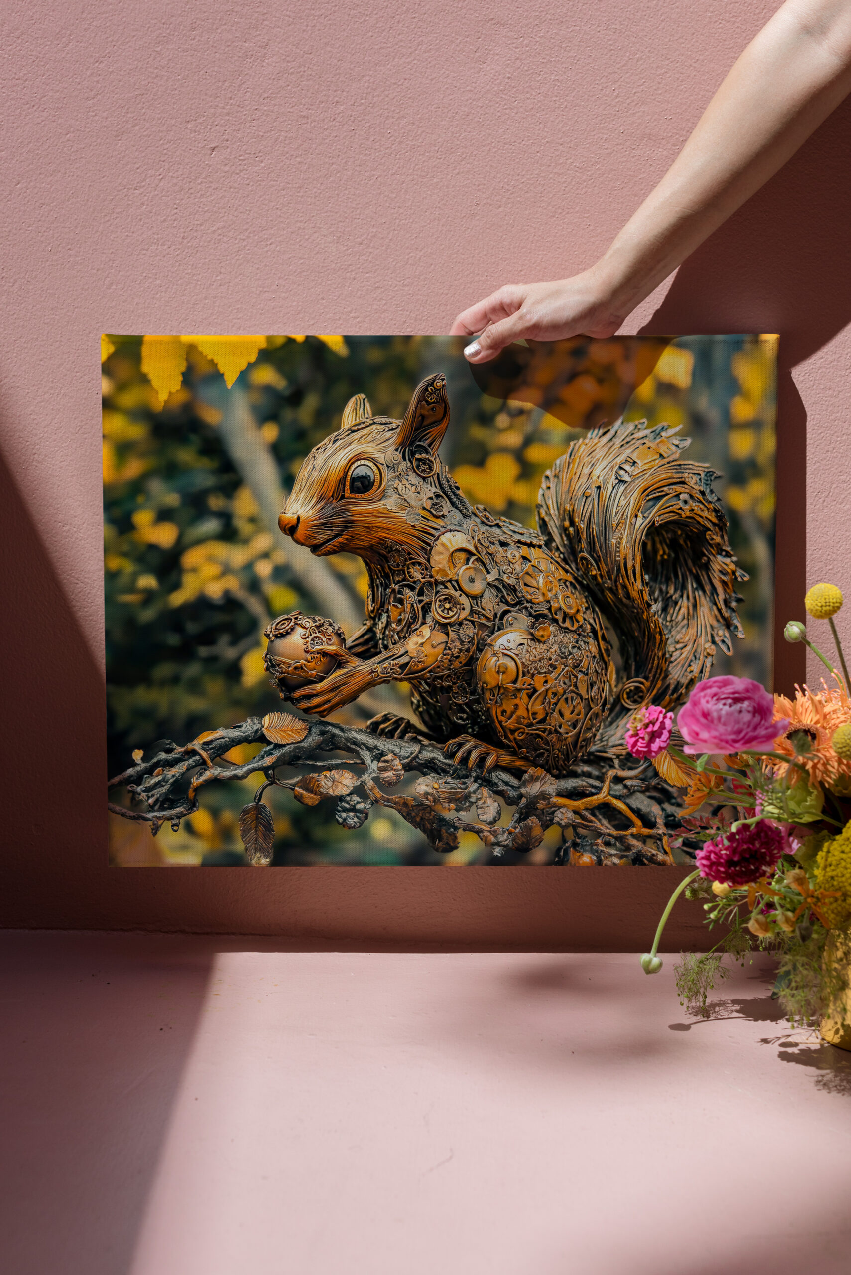 raxxa Canva: Metal Squirrel on Branch in autumn - Image 3