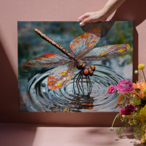 raxxa Canva: Metal Dragonfly Over Water