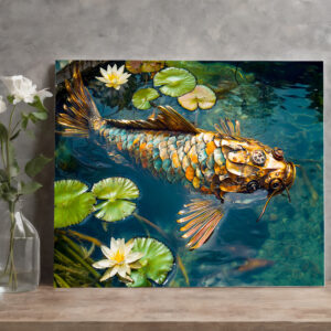 raxxa Canva: Metal Koi in Pond and water lilith