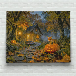 raxxa Canva: Halloween Forest Cottage with Fox