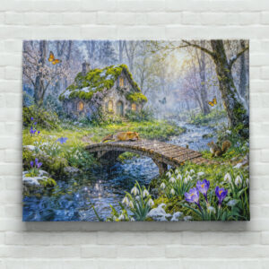 raxxa Canva: Spring Cottage by the Forest Stream