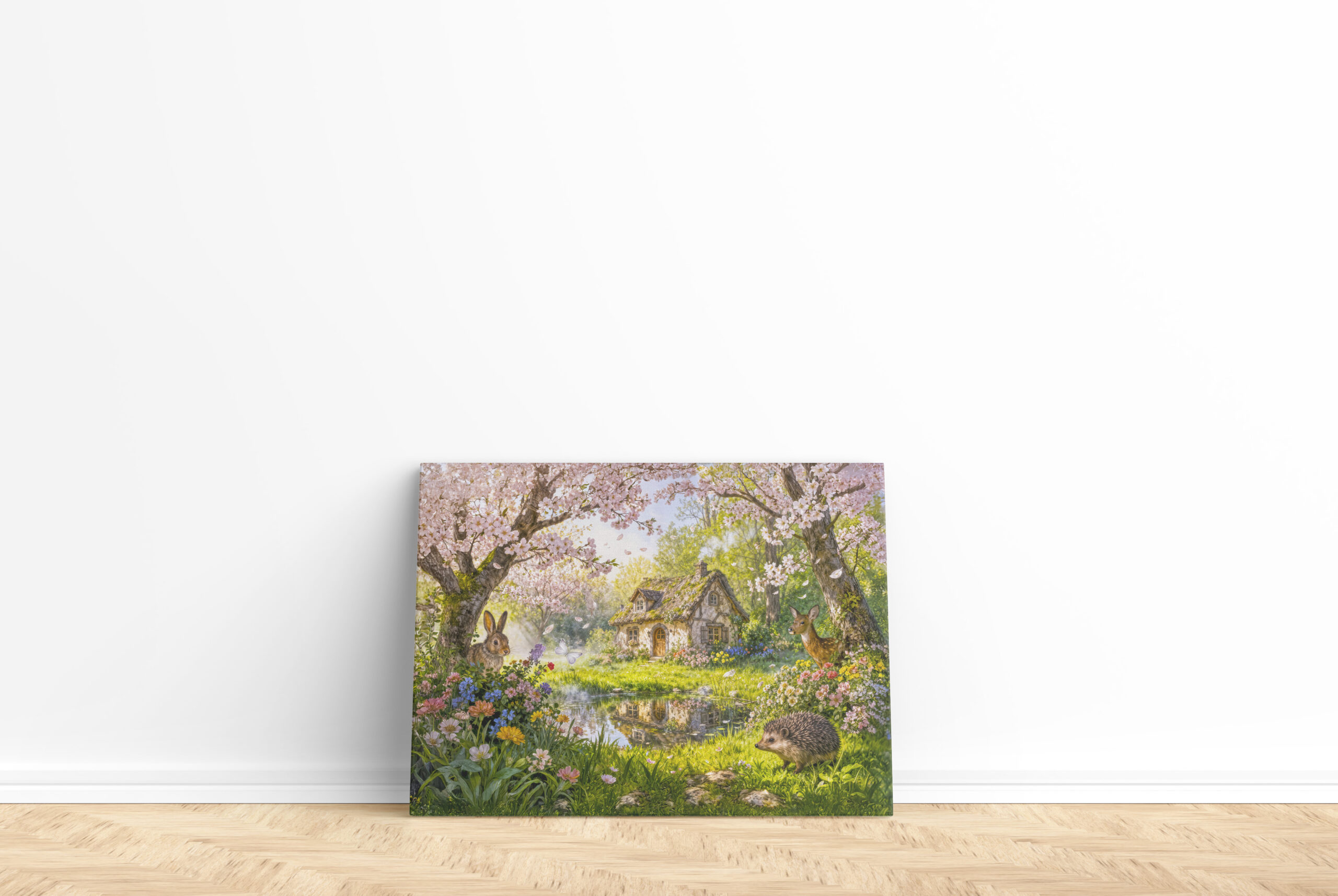 raxxa Canva: Cherry Blossom Cottage by the Garden Pond - immagine 2