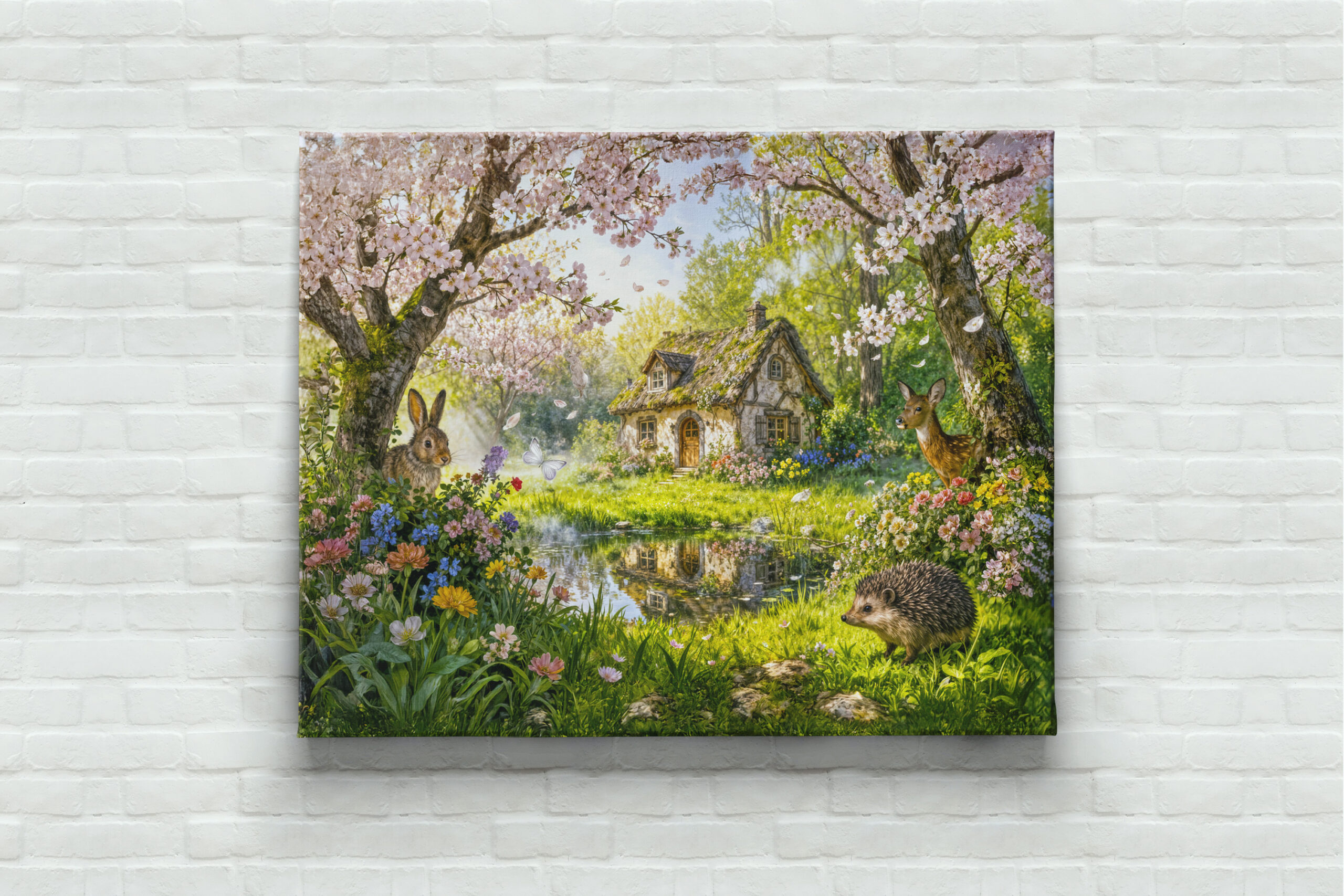 raxxa Canva: Cherry Blossom Cottage by the Garden Pond - immagine 3