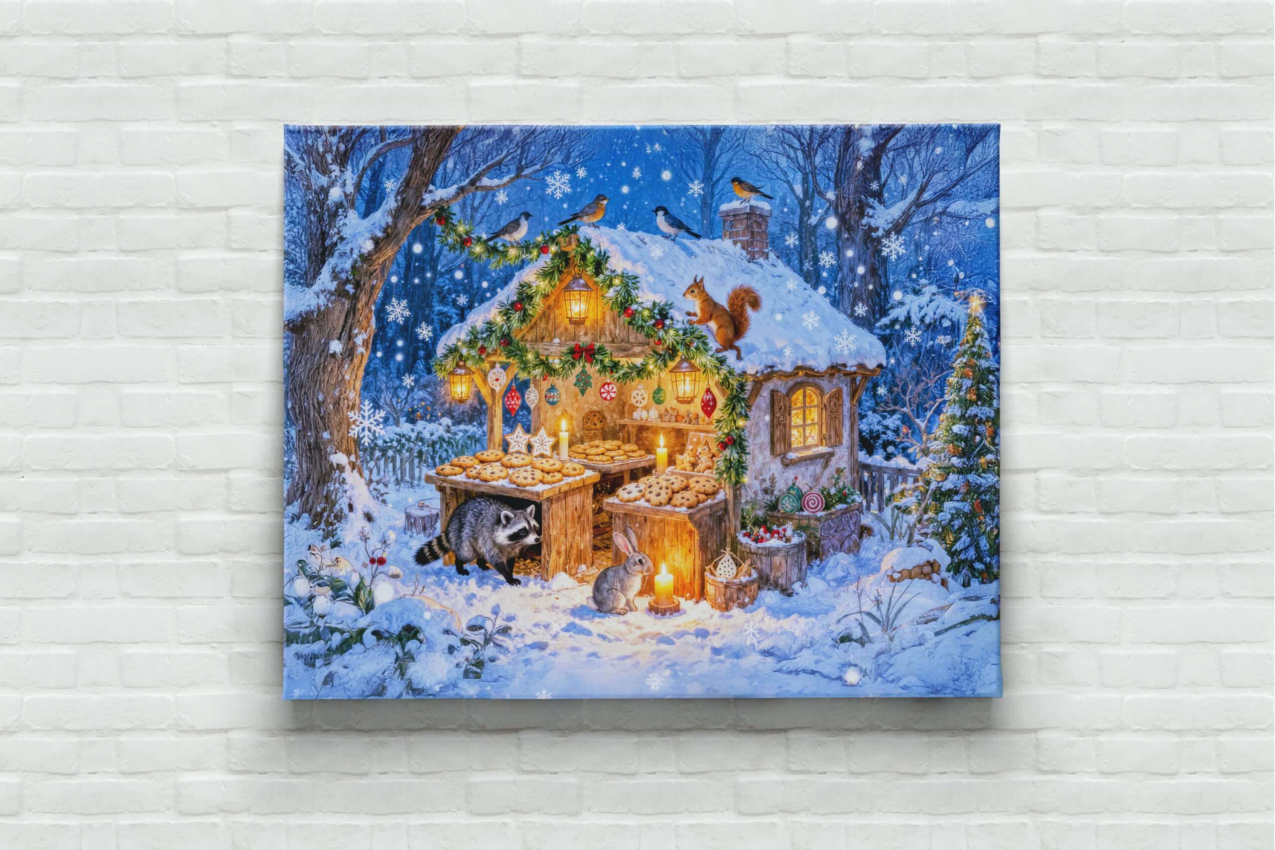 raxxa Canva: Gingerbread Cottage in the Snow