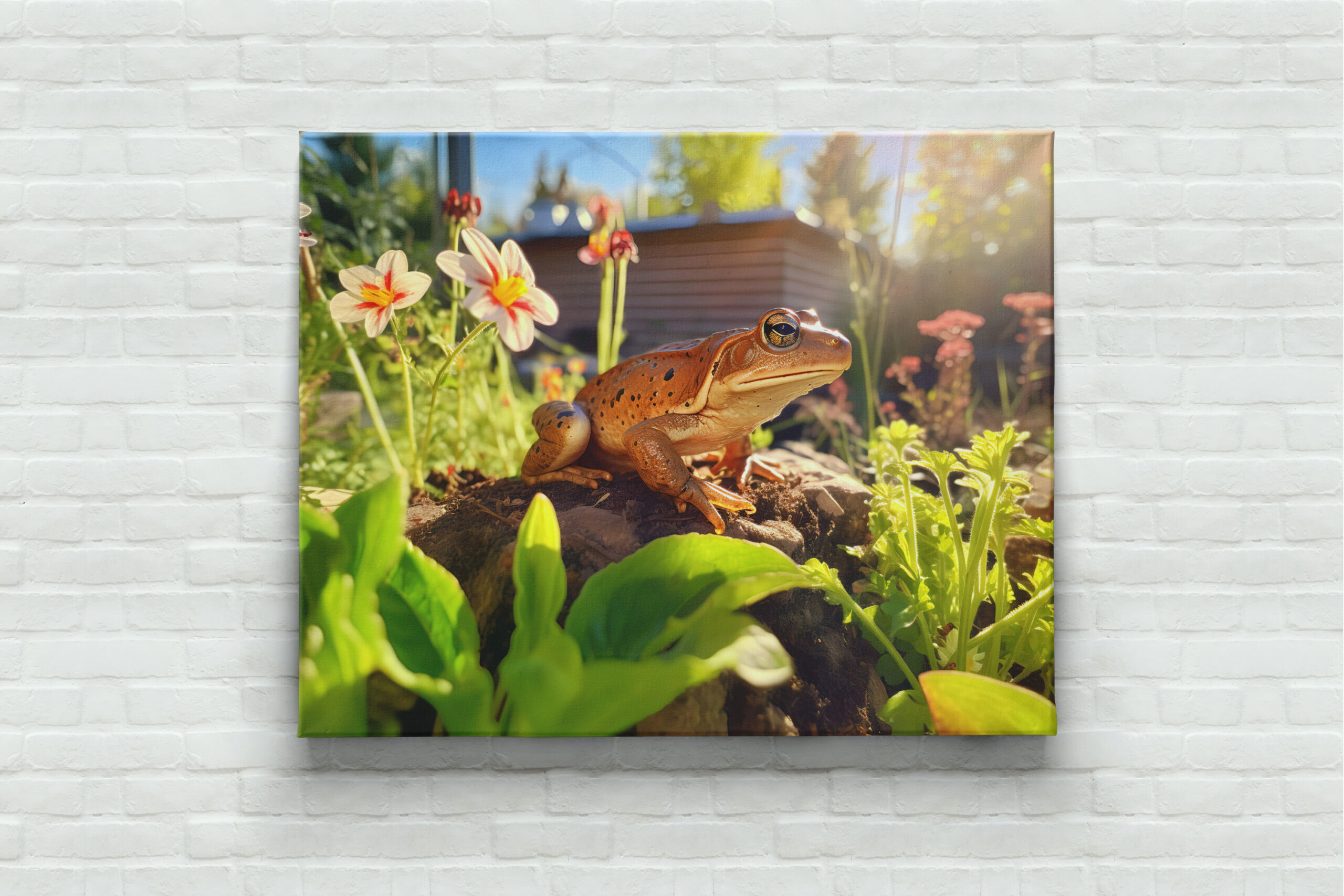 raxxa Canva: satisfied frog perched on a garden bed - immagine 2