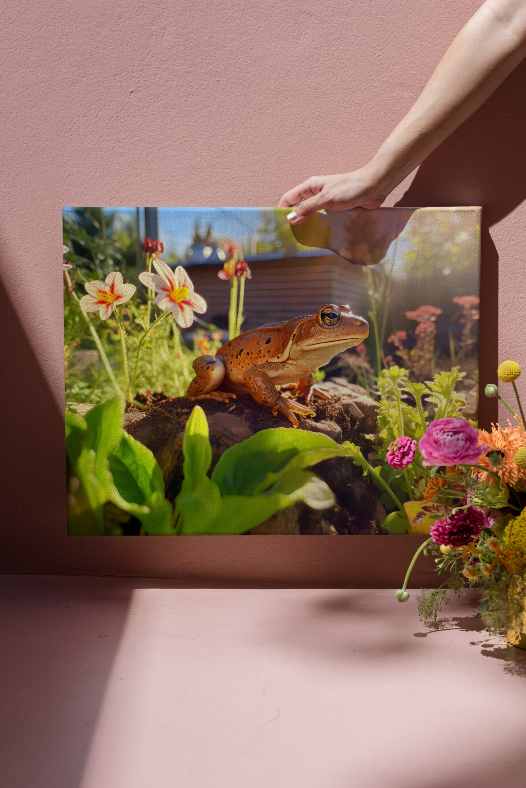 raxxa Canva: satisfied frog perched on a garden bed - immagine 3