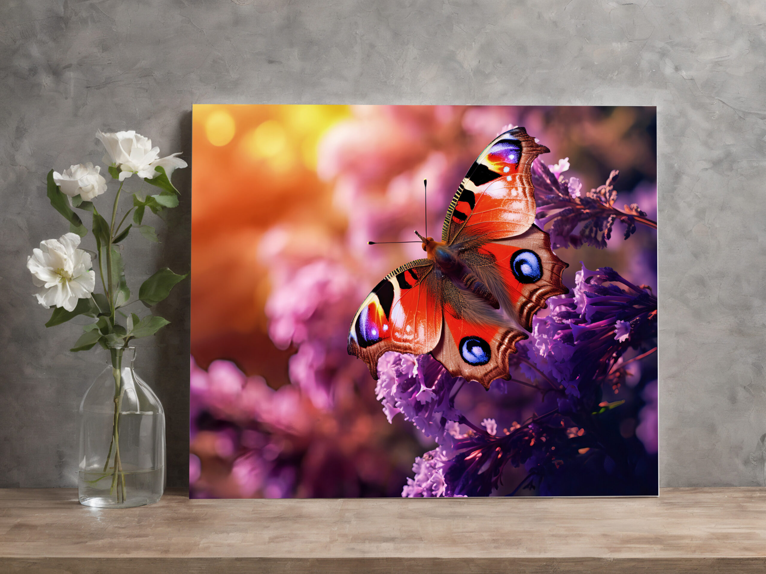 raxxa Canva: majestic peacock butterfly gracefully landing amidst a purple lilac – Bild 2