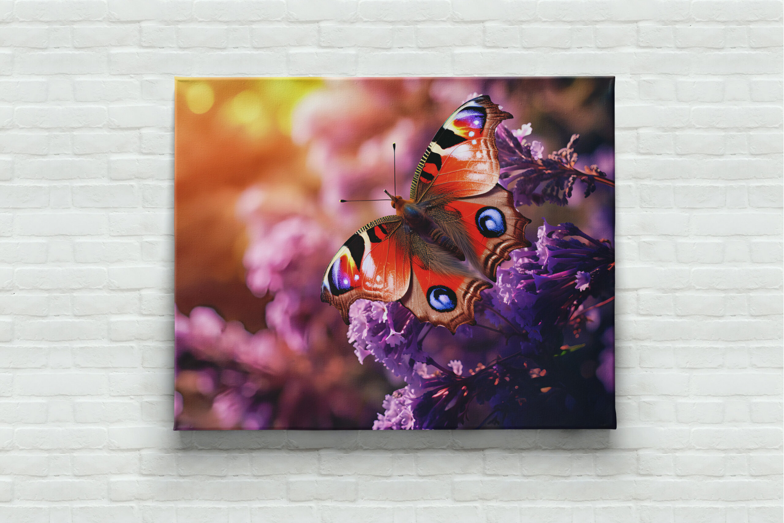 raxxa Canva: majestic peacock butterfly gracefully landing amidst a purple lilac – Bild 3