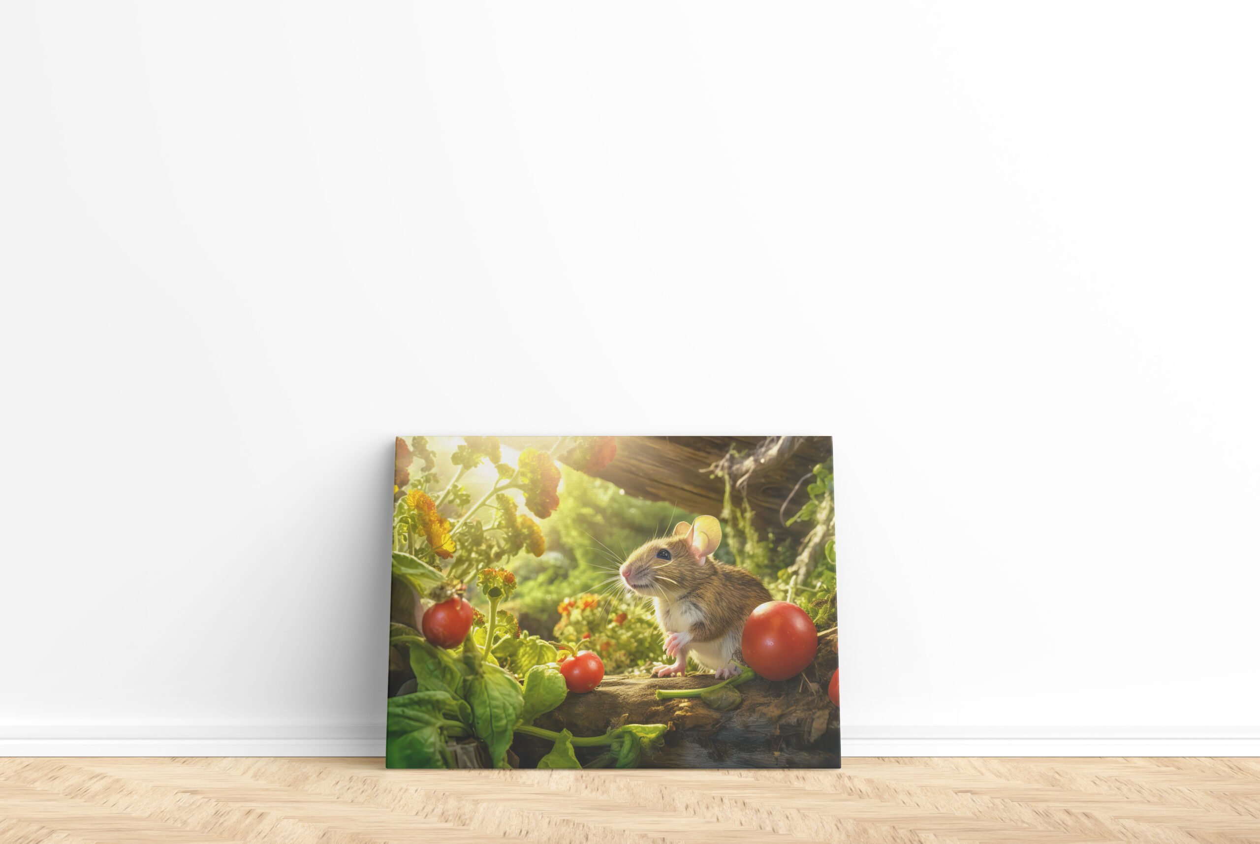raxxa Canva: Little mouse in the backyard of garden between tomatos sitting in sun. – Bild 2