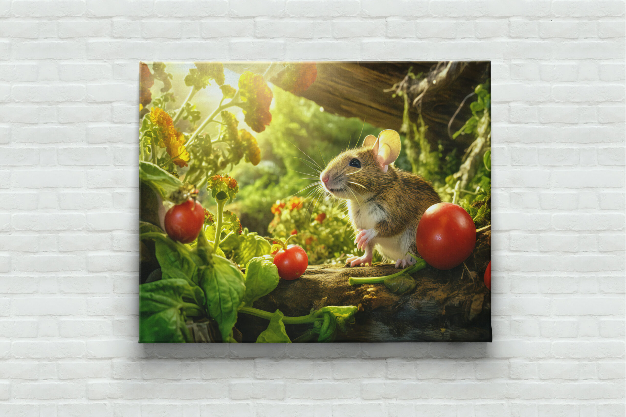 raxxa Canva: Little mouse in the backyard of garden between tomatos sitting in sun. – Bild 3
