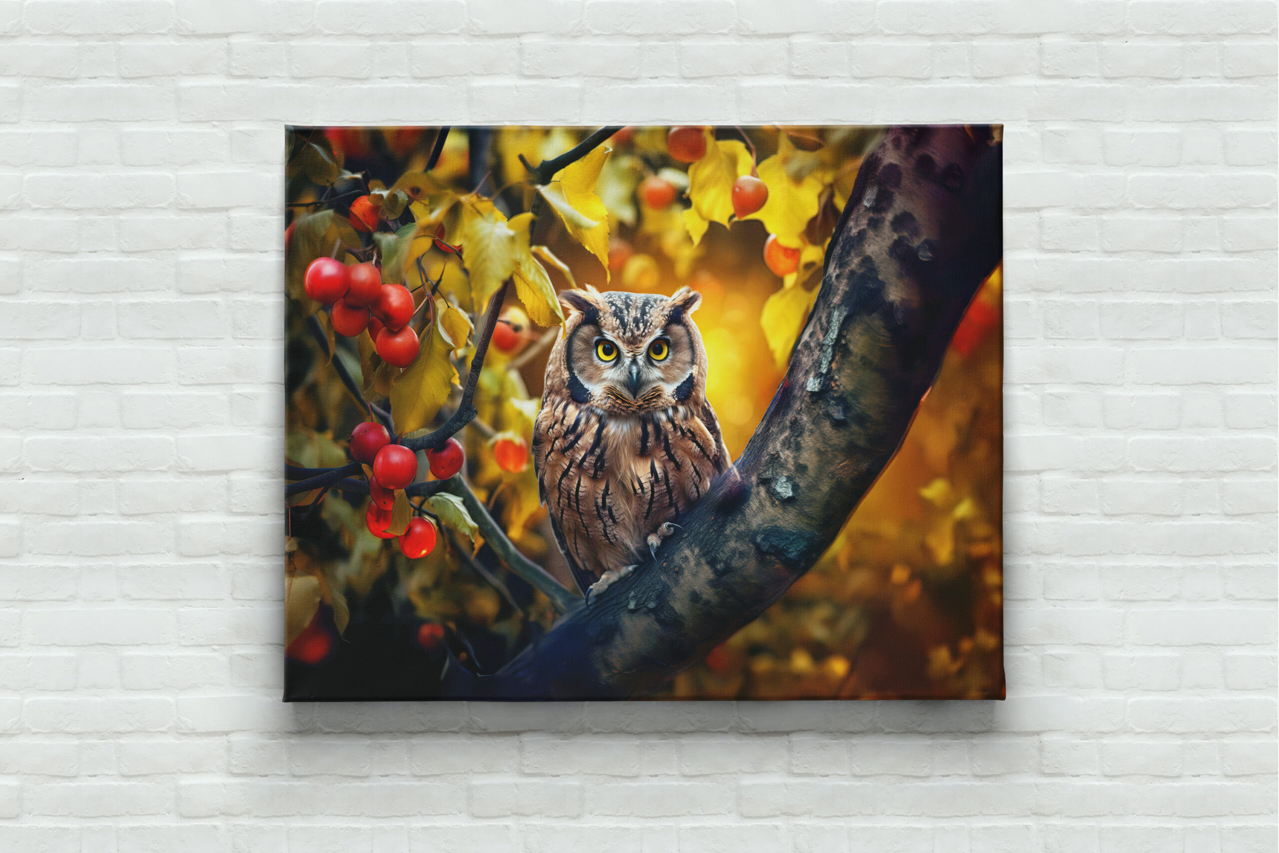 raxxa Canva: wise owl perched on a branch of apple tree – Image 2