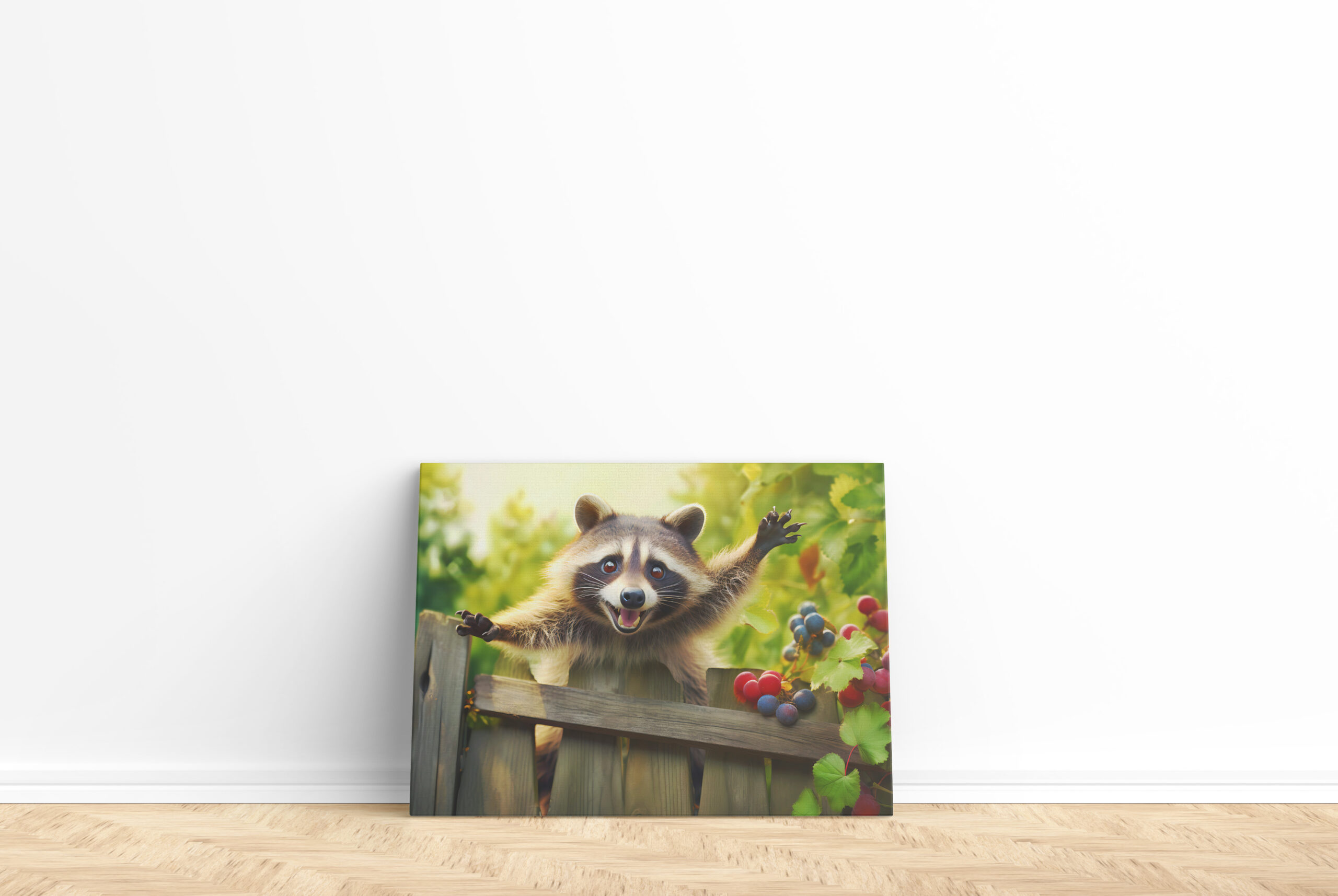 raxxa Canva: raccoon skillfully scaling a garden fence – Bild 2