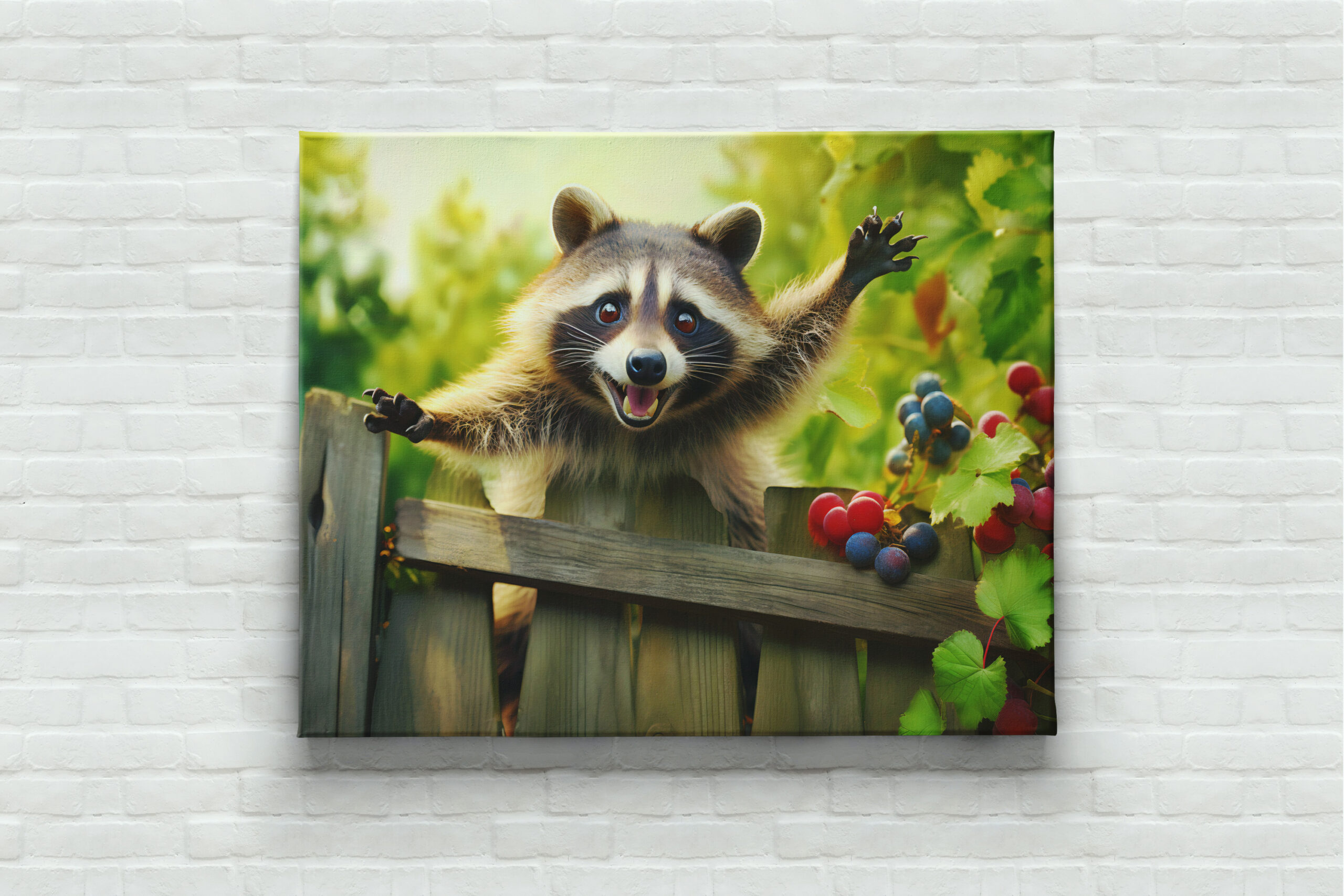 raxxa Canva: raccoon skillfully scaling a garden fence – Bild 3