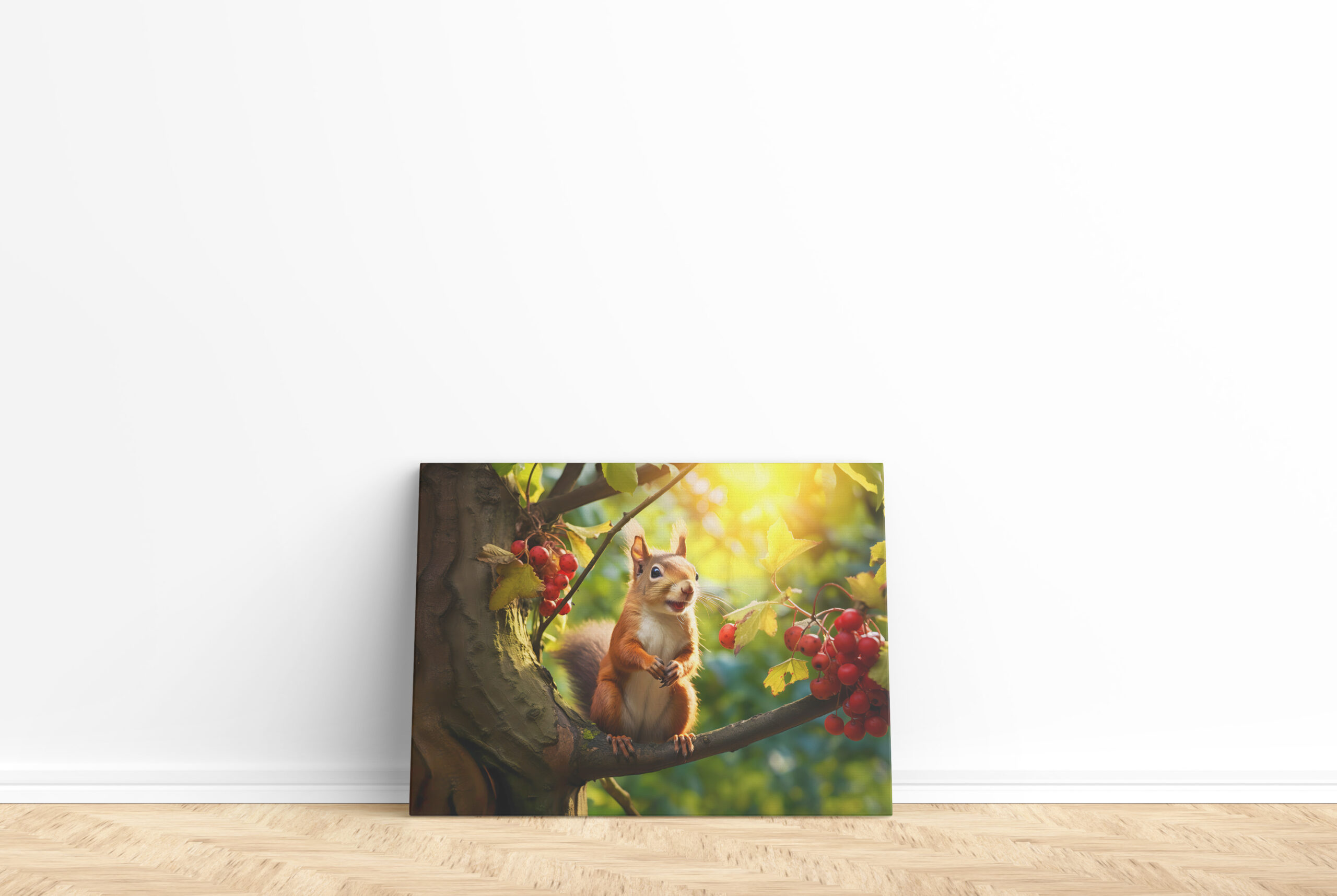 raxxa Canva: curious squirrel perched on a branch, nibbling on a freshly fruits – Bild 2