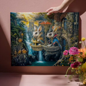 raxxa Canva: Steampunk magic rabbits