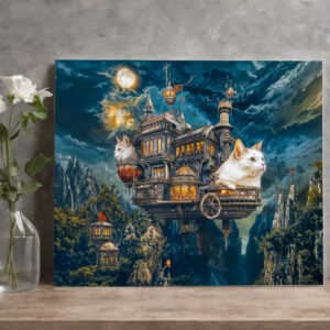 raxxa Canva: Flying castle cats Steampunk night