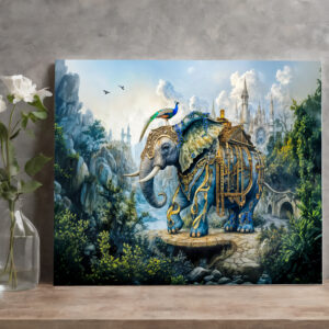 raxxa Canva: Steampunk floral elephant