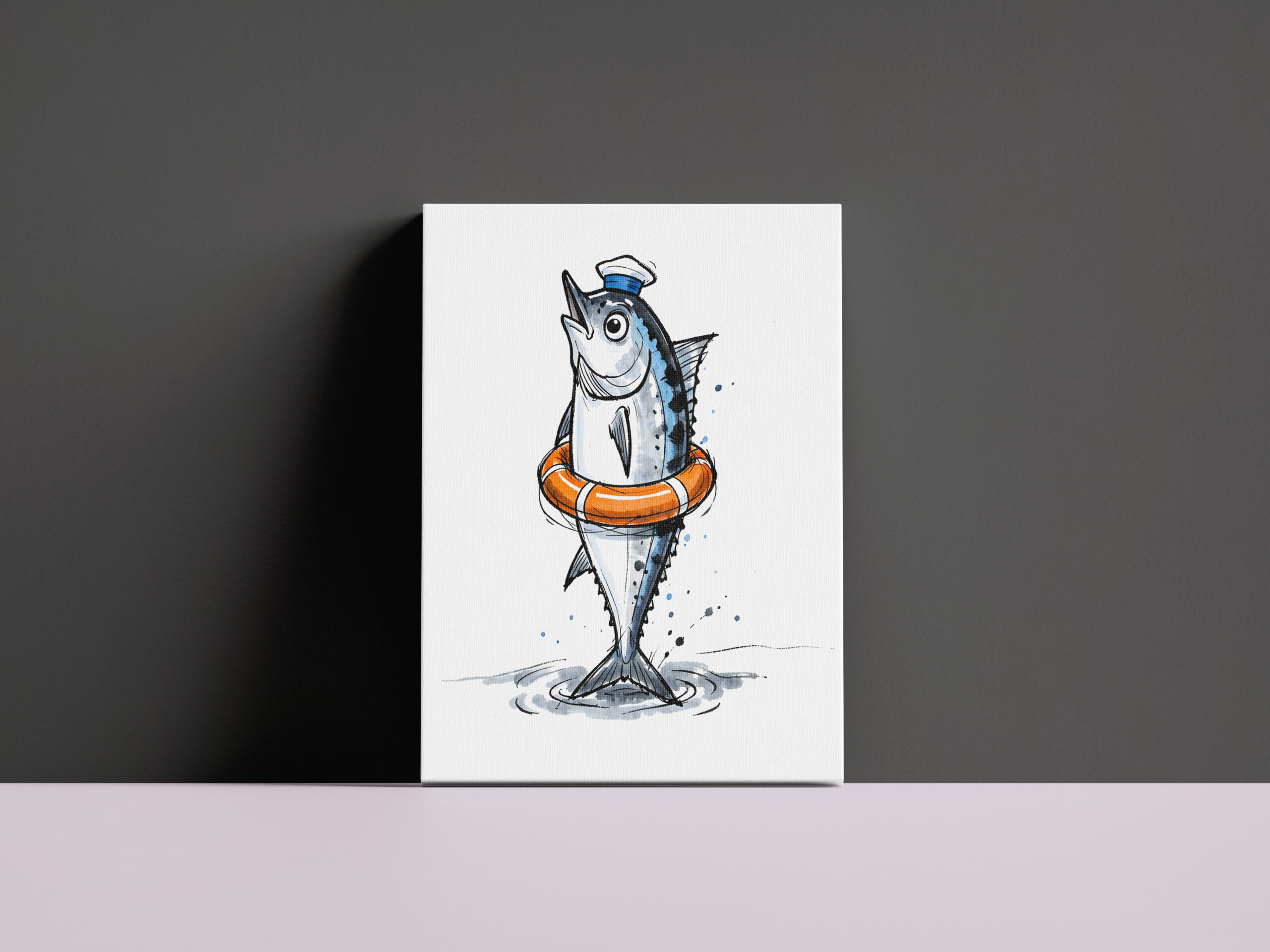 raxxa Canva: Herring with Lifebuoy in Marine Ink Illustration - Image 2