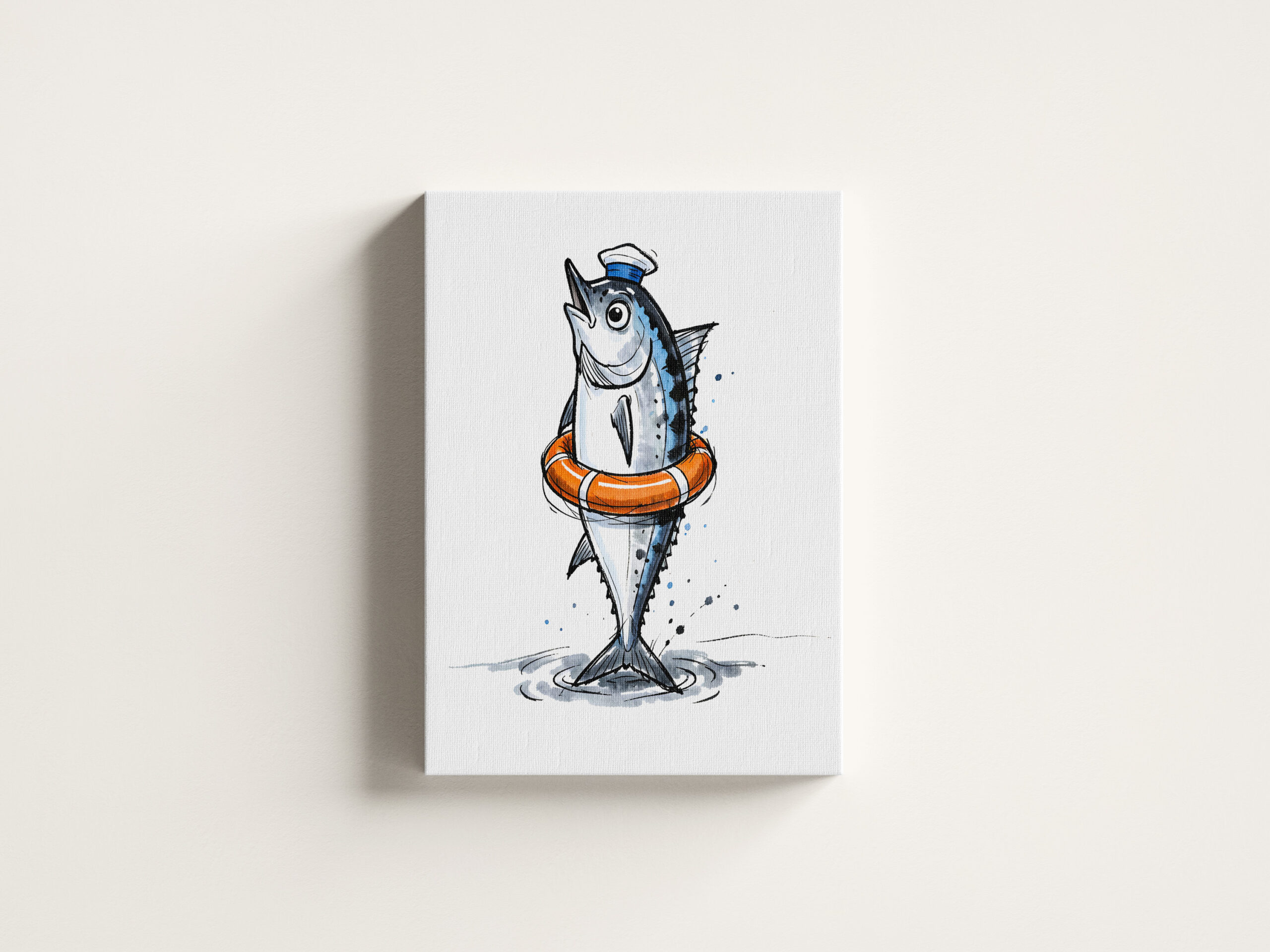 raxxa Canva: Herring with Lifebuoy in Marine Ink Illustration - Image 3