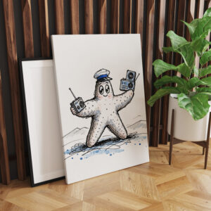 raxxa Canva: Starfish Grooving with Radios in Coastal Ink Illustration