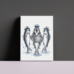 raxxa Canva: Cod Leading Chanty Choir in Marine Ink Illustration