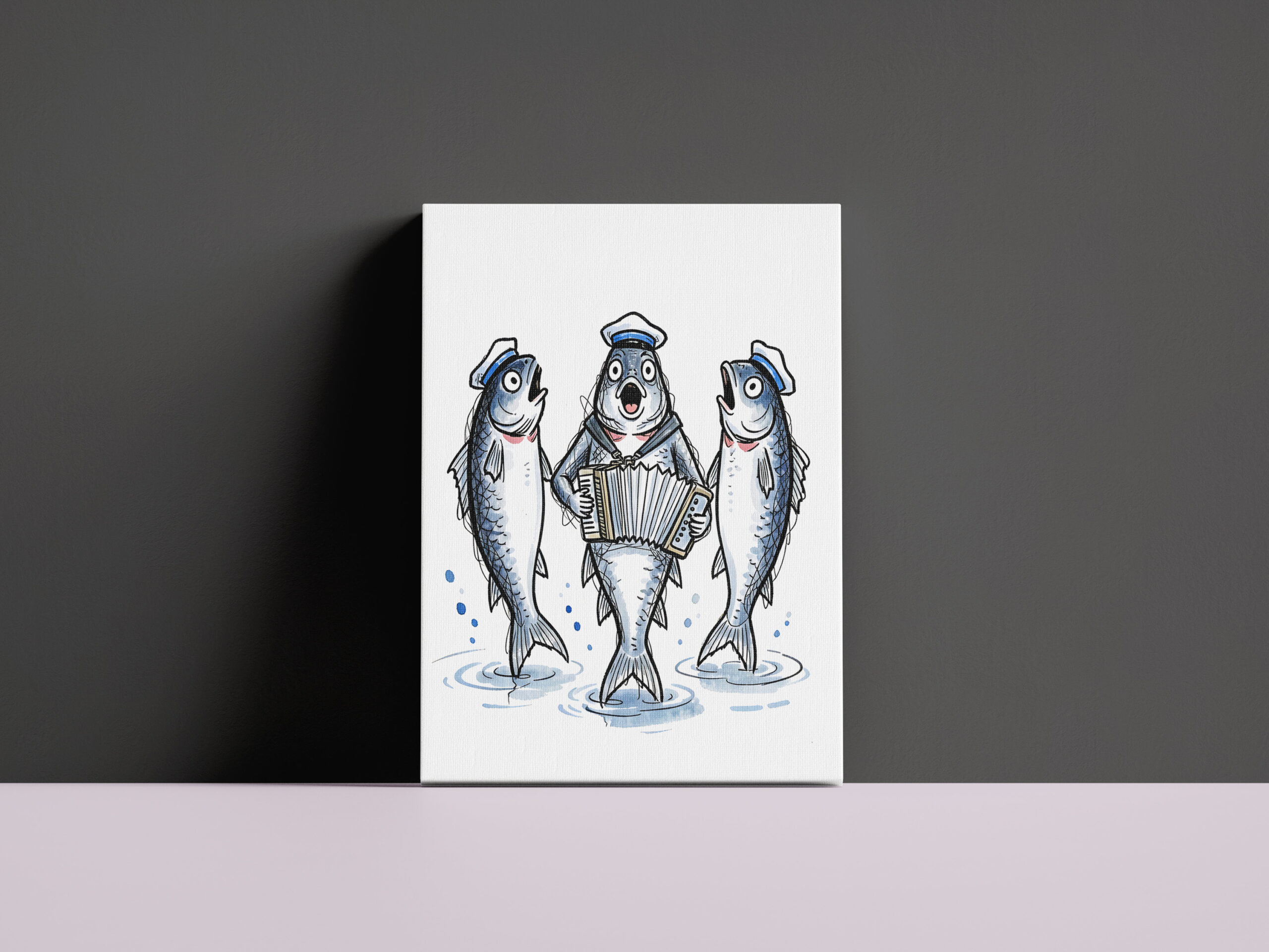 raxxa Canva: Cod Leading Chanty Choir in Marine Ink Illustration