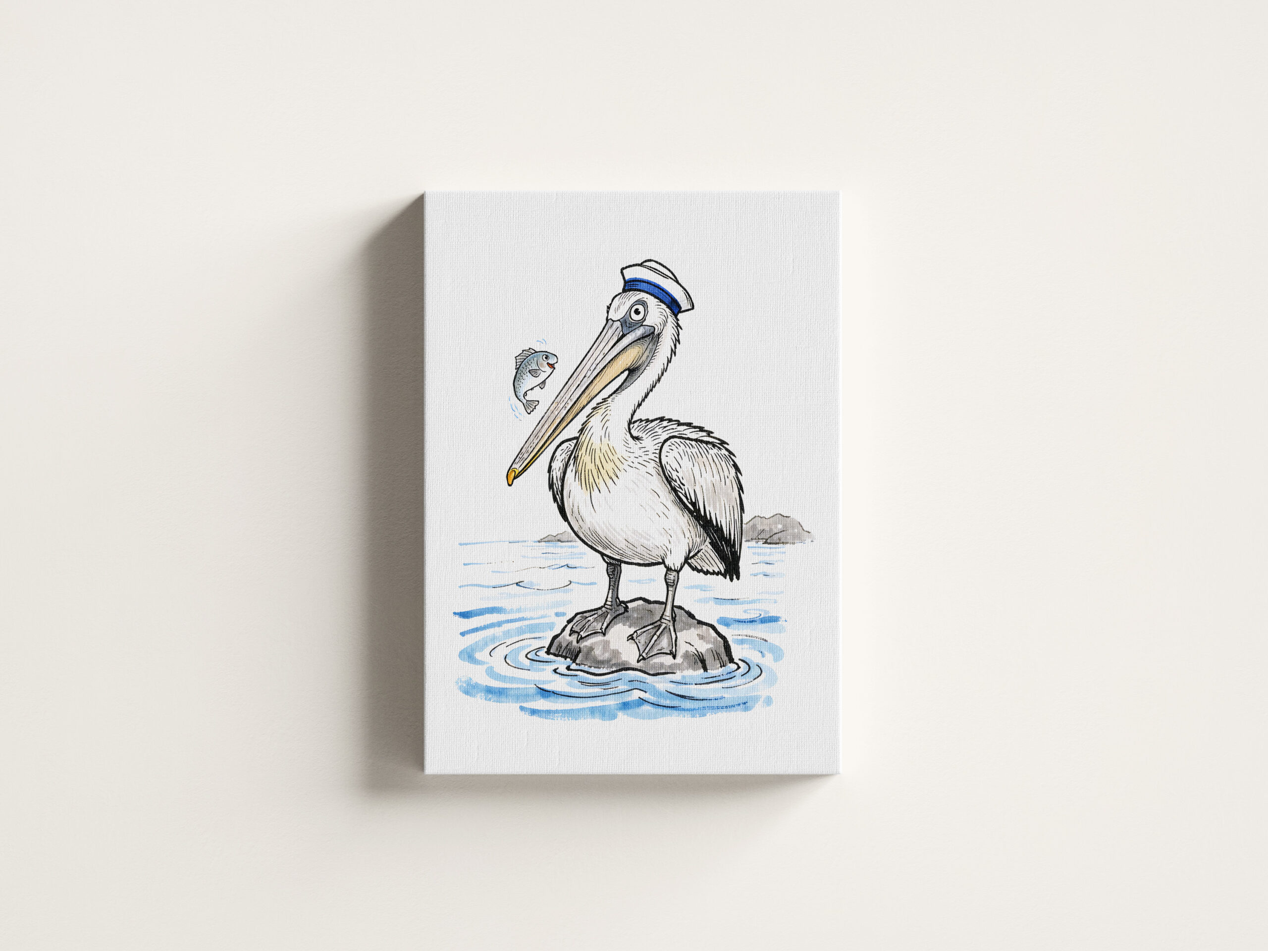 raxxa Canva: Pelican Standing Proud on Rock Ink Illustration – Image 3