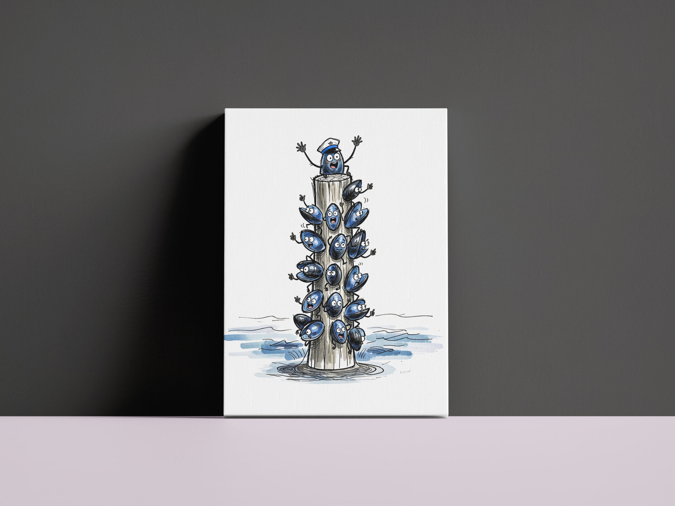 raxxa Canva: Chatty Mussel Gang Talking Together Marine Ink Illustration - Imagen 3