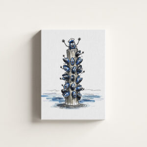 raxxa Canva: Chatty Mussel Gang Talking Together Marine Ink Illustration