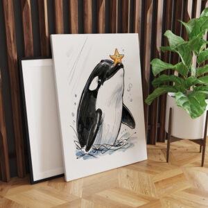 raxxa Canva: Orca Balancing Starfish Playfully Marine Ink Illustration