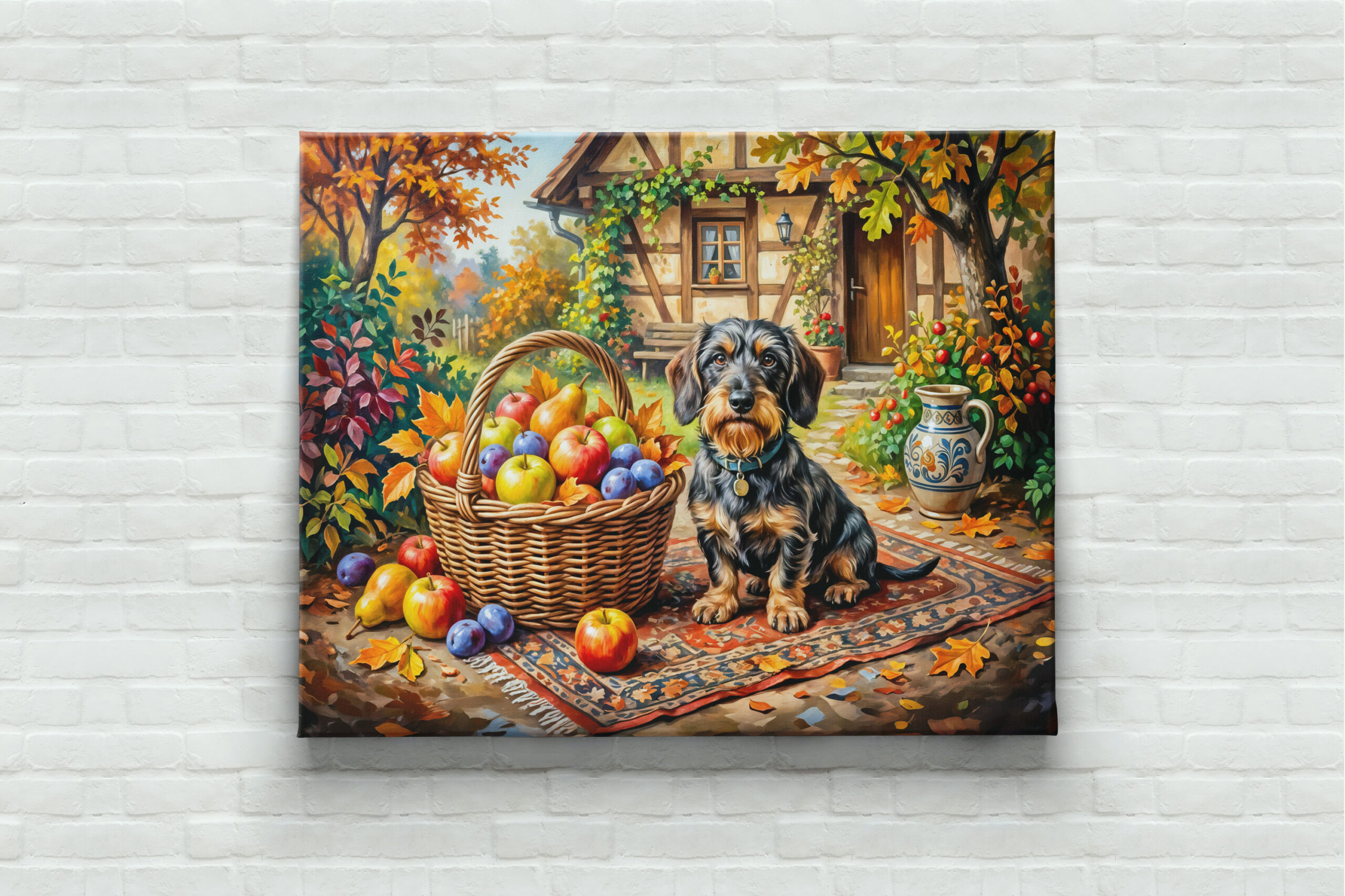 raxxa Canva: Dachshund Sitting Beside Fruit Basket Autumn Farmhouse – Image 3