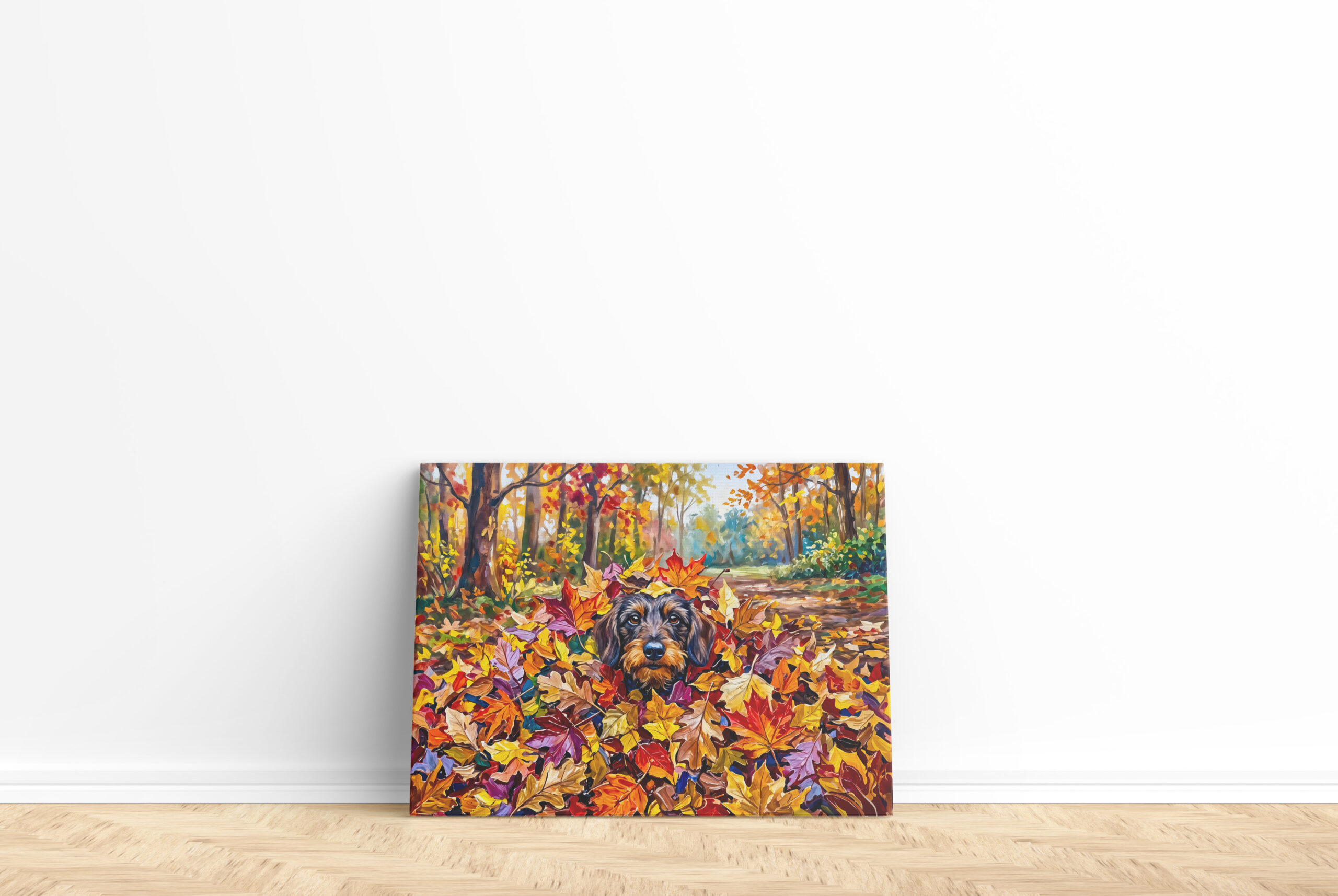 raxxa Canva: Dachshund Resting in Colorful Autumn Leaves - immagine 2