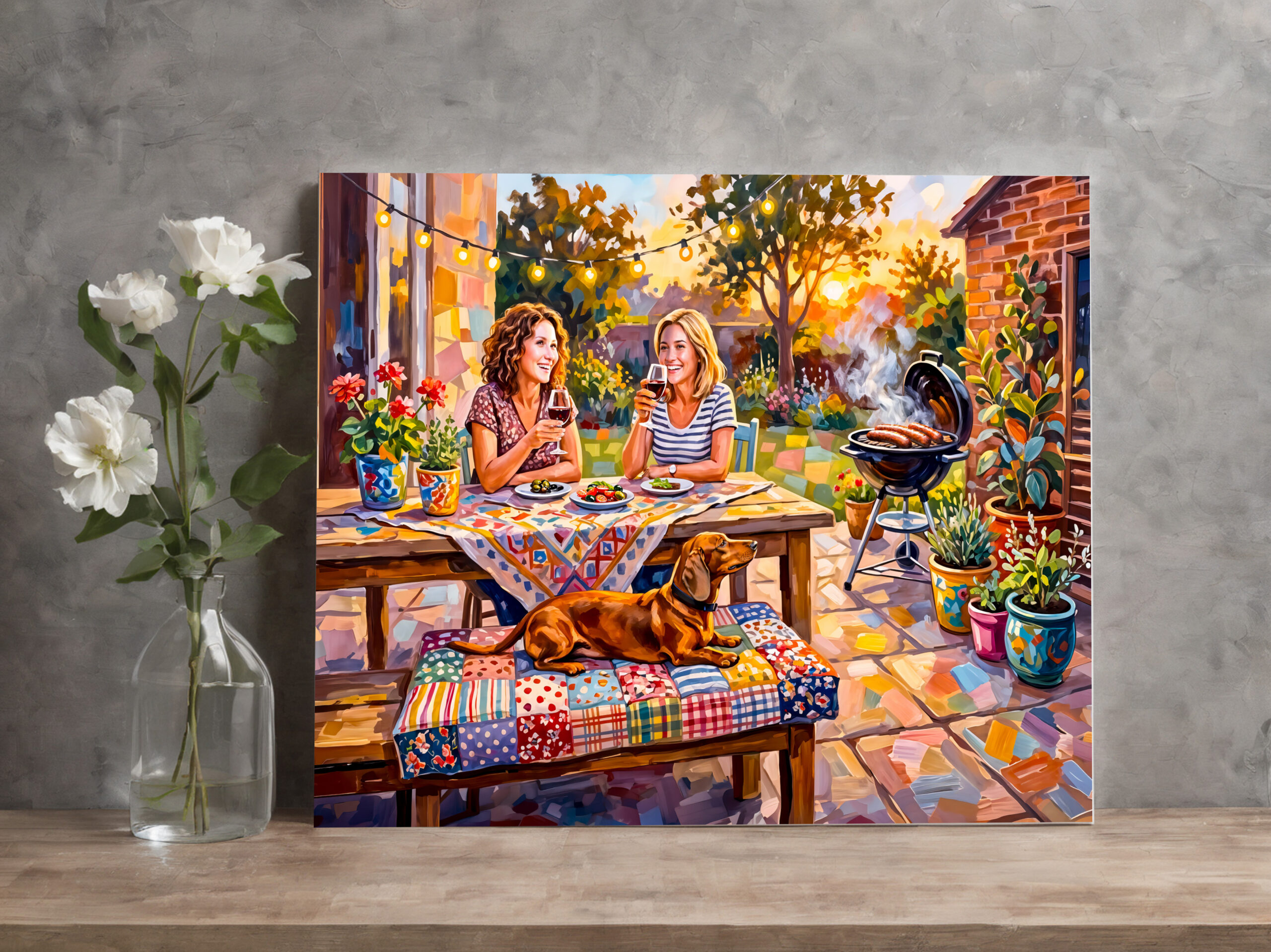 raxxa Canva: Dachshund Resting Beside Outdoor Evening Garden Table – Image 2