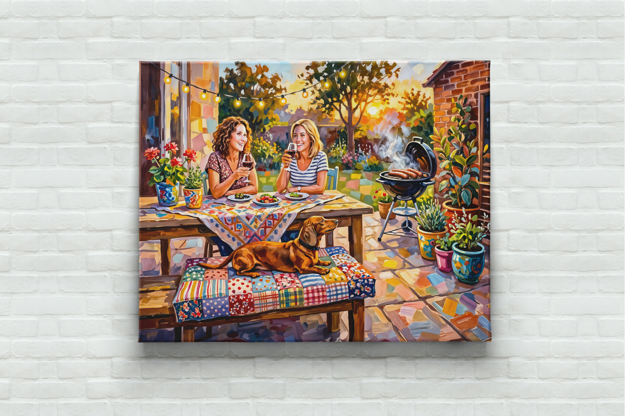 raxxa Canva: Dachshund Resting Beside Outdoor Evening Garden Table – Image 3