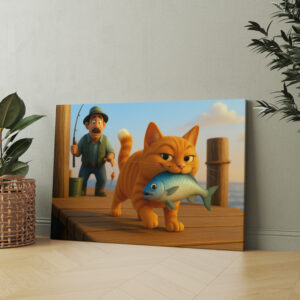 raxxa Canva: Diebischer Kater und Angler