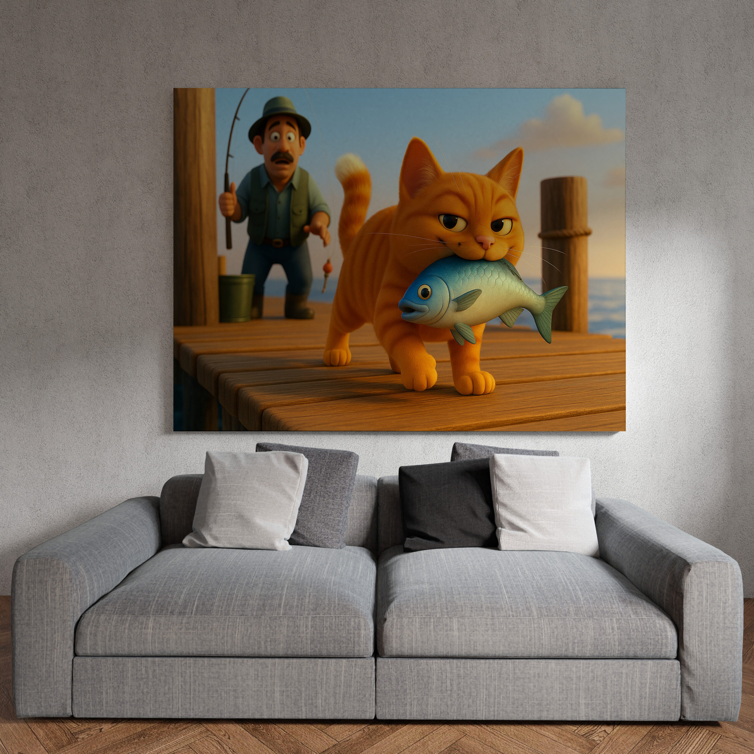 raxxa Canva: Diebischer Kater und Angler - immagine 2
