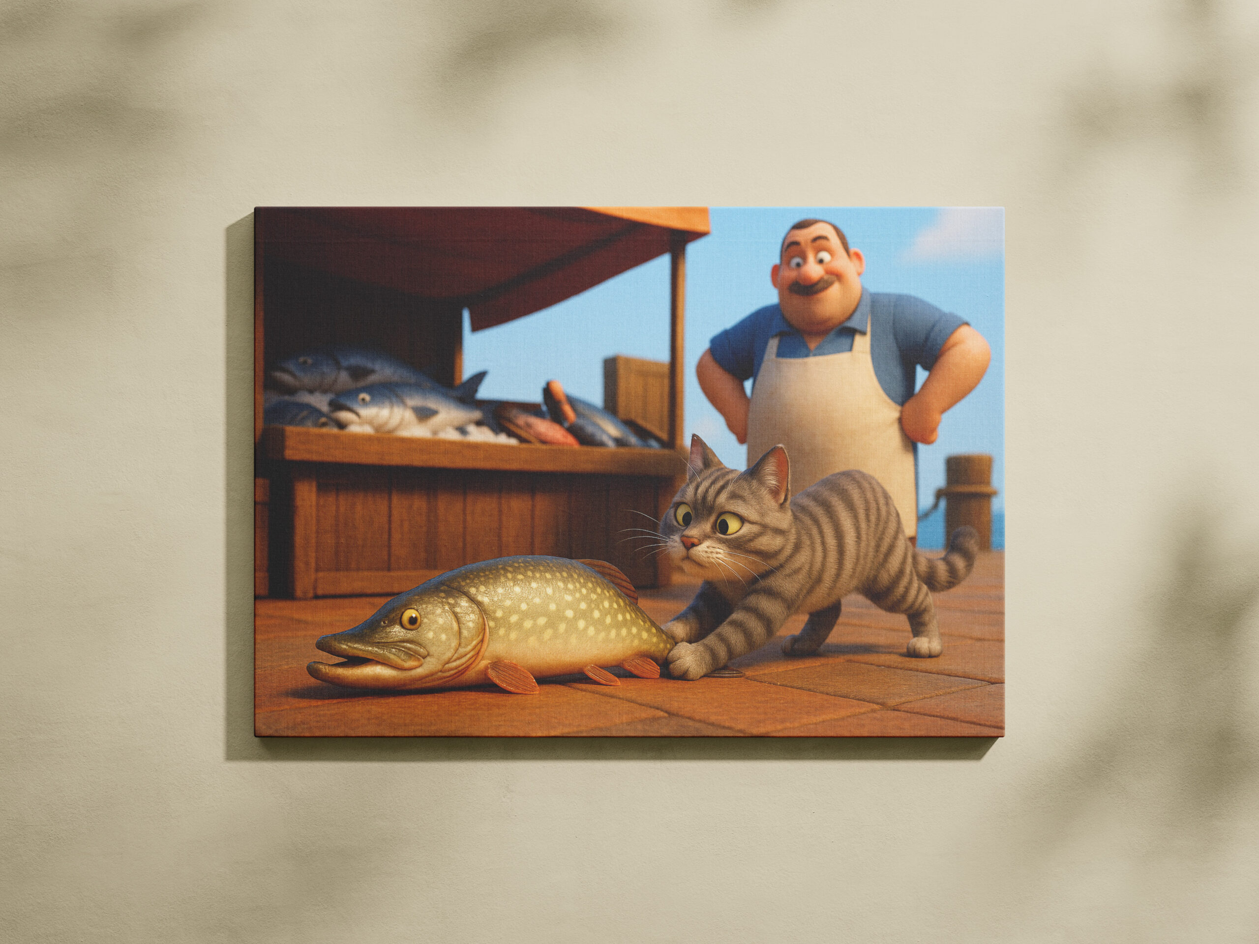 raxxa Canva: Dieser Fisch gehört mir - Katze mit Hecht - Imagen 2