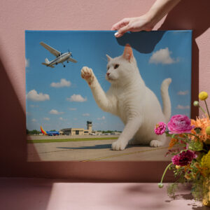 raxxa Canva: Katze fängt Flugzeug