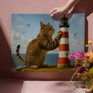 raxxa Canva: Mein Lieblingskratzbaum - Katze mit Leuchtturm