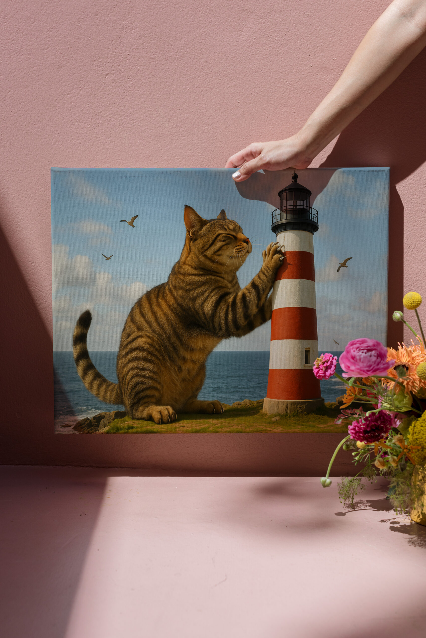 raxxa Canva: Mein Lieblingskratzbaum - Katze mit Leuchtturm